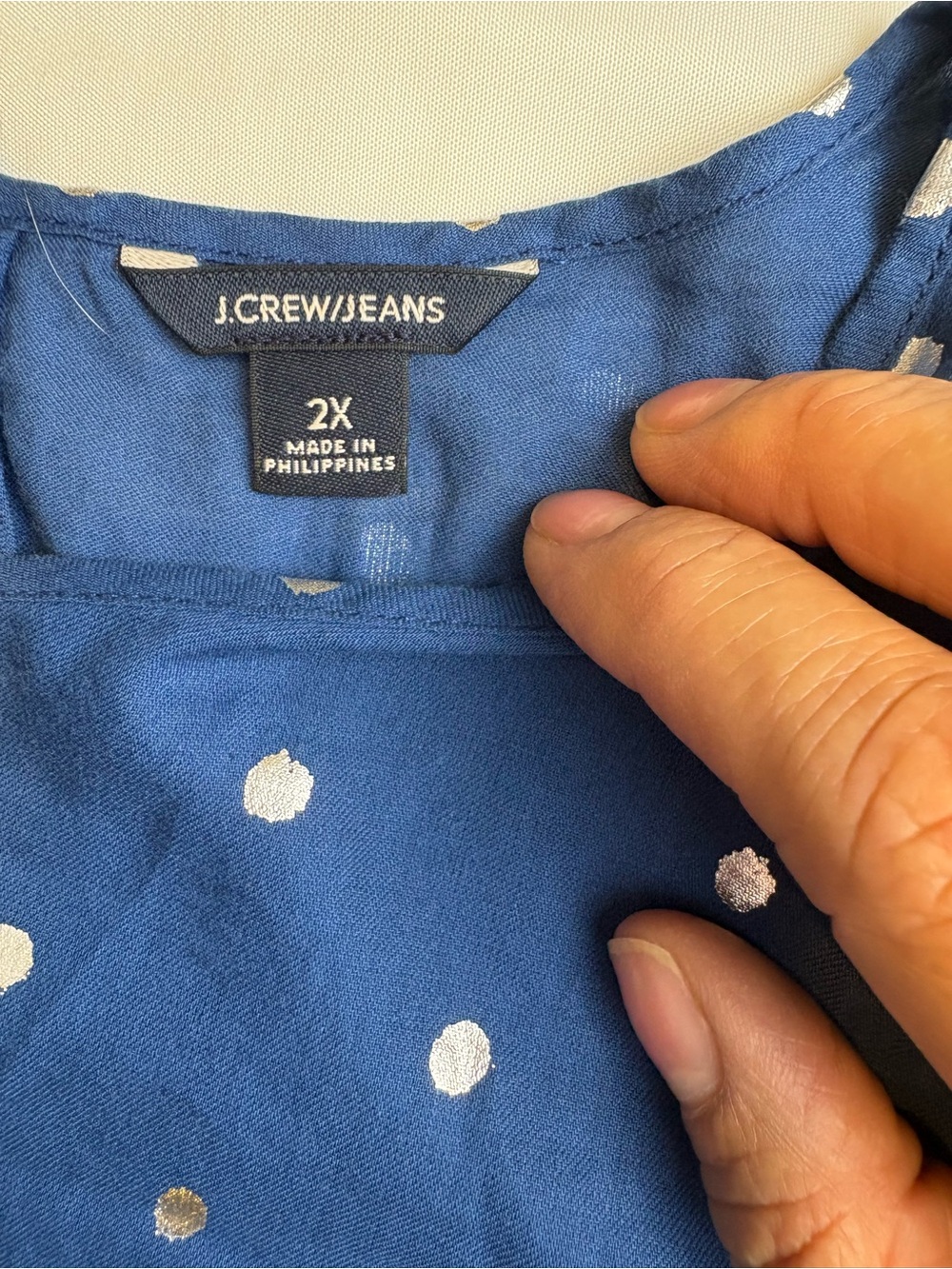 J. Crew Blue Polka Dot Blouse